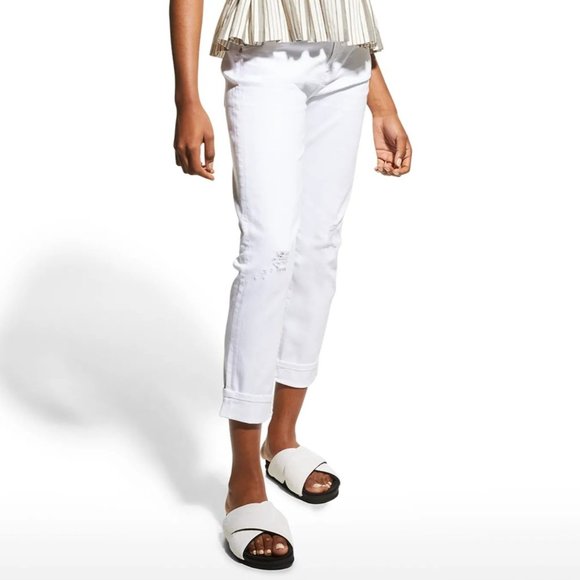 AG JEANS Ex-Boyfriend Ankle Distressed Denim Jeans - White - NWT - Size 32 - Picture 3 of 3